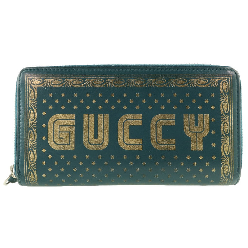 [GUCCI] Gucci Round Fastener Sega Star 524338 Long Wallet Leather Blue Unisex Long Wallet