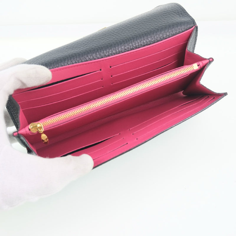 [LOUIS VUITTON] Louis Vuitton Portofoille Capsine M61248 Long Wallet x Trillon Black MI3189 Engraved Ladies Ladies Wallet