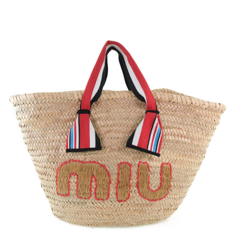 [miumiu] miu miu篮子袋5BG093手袋红/米色女士手提包