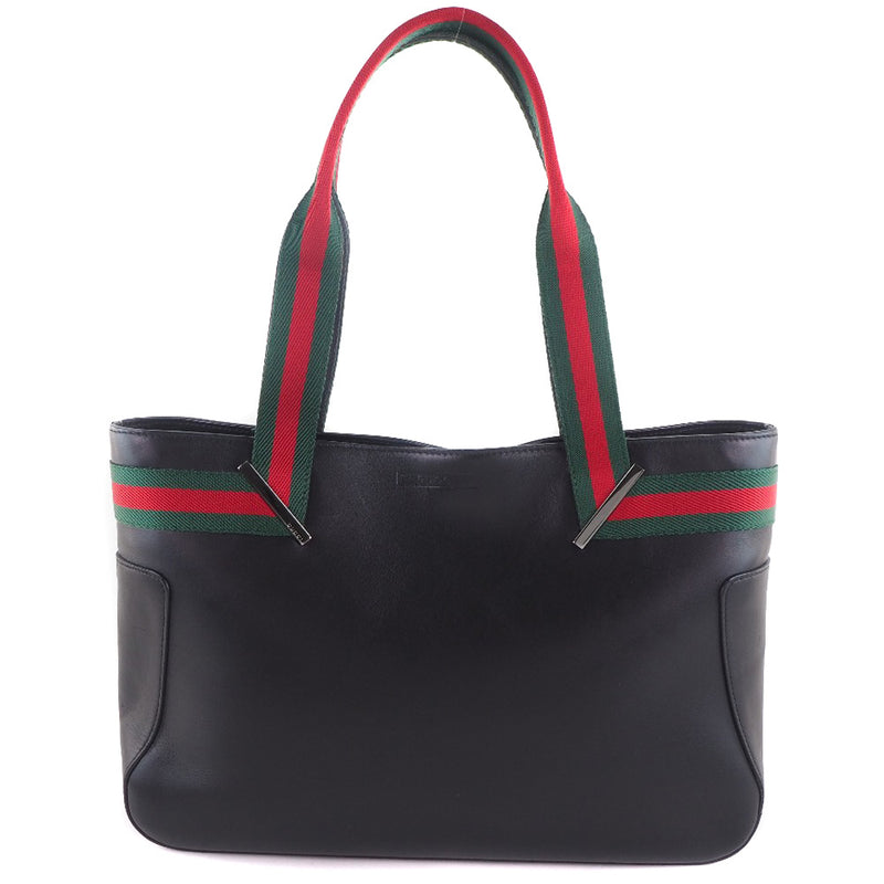 [GUCCI] Gucci 73983 Calf Black/Red/Green Ladies Tote Bag A-Rank