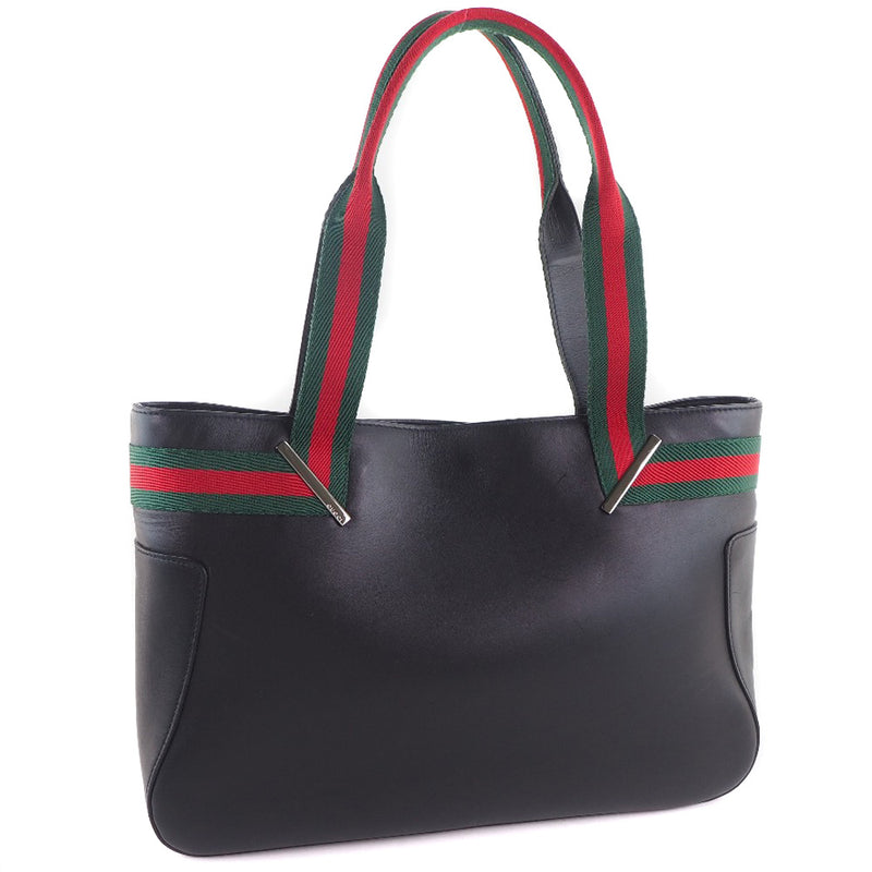[GUCCI] Gucci 73983 Calf Black/Red/Green Ladies Tote Bag A-Rank