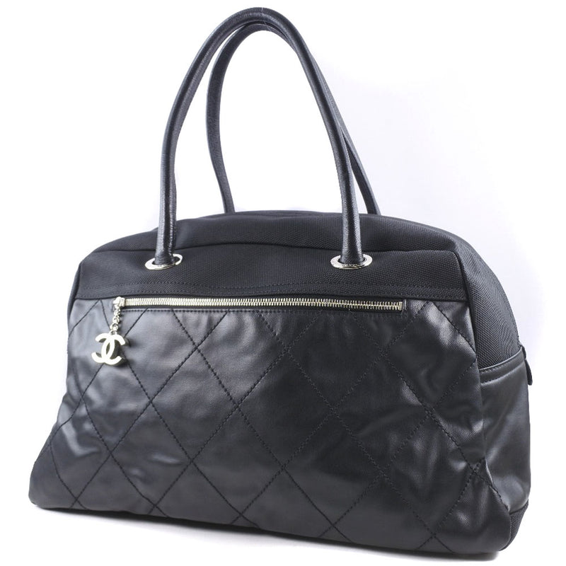 [Chanel] Chanel Paris Beerritz Cubro lienzo X Calf Black Unisex Boston Bag A Rank