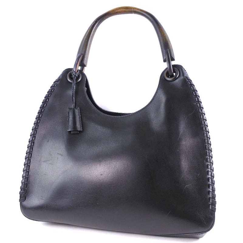 [GUCCI] Gucci One Shoulder 106236 Calf x Wood Black Ladies Shoulder Bag A-Rank