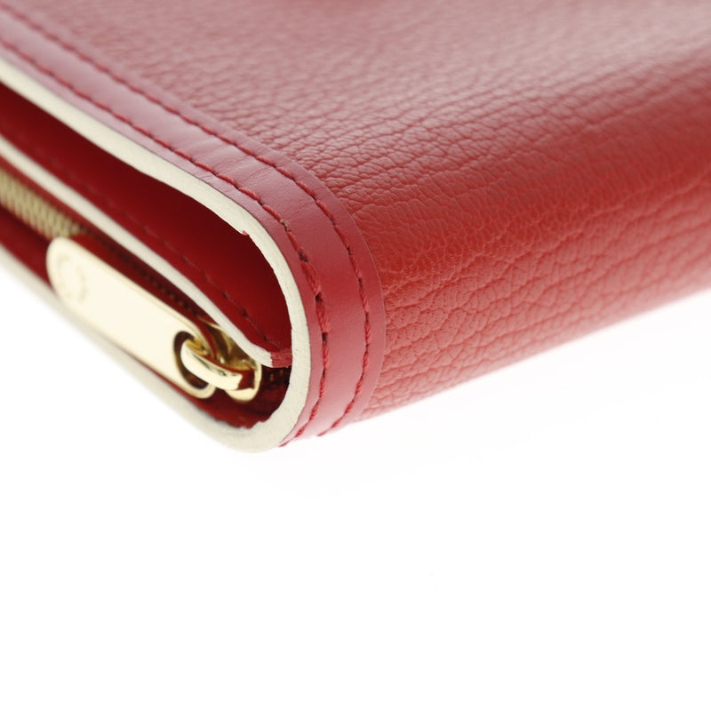 [Louis Vuitton]路易威登 
 紧凑的Zip bi-折钱包 
 Shari M91882 Gatoskin Geranium Red Mi0035雕刻快照按钮紧凑式邮政编码A级
