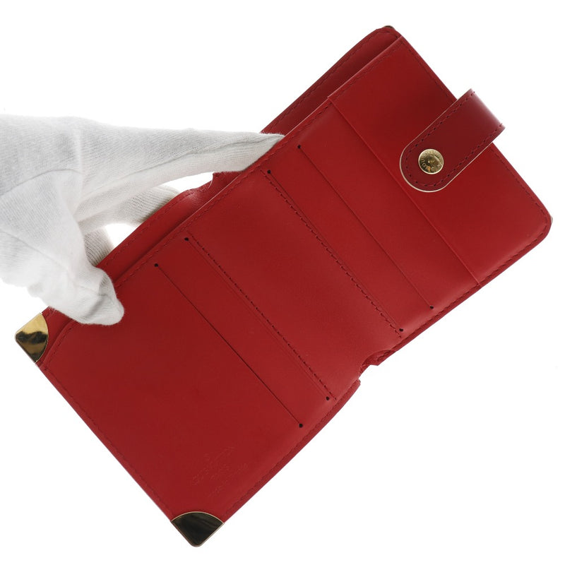 [Louis Vuitton] Louis Vuitton 
 Billetera compacta zip bi -fold 
 Shari M91882 GATOSKIN GERANIO RED MI0035 Botón Snap Botón Compacto Damas A-Rank