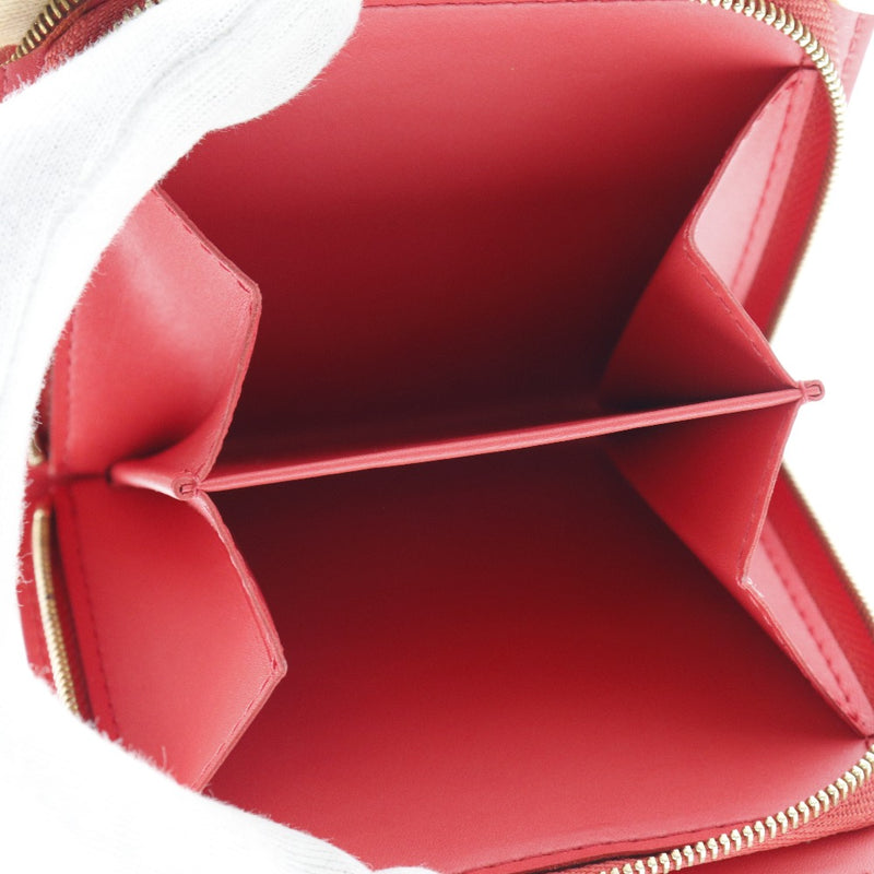 [Louis Vuitton] Louis Vuitton 
 Compact zip bi -fold wallet 
 Shari M91882 Gatoskin Geranium Red Mi0035 Engraved Snap button Compact Zip Ladies A-Rank