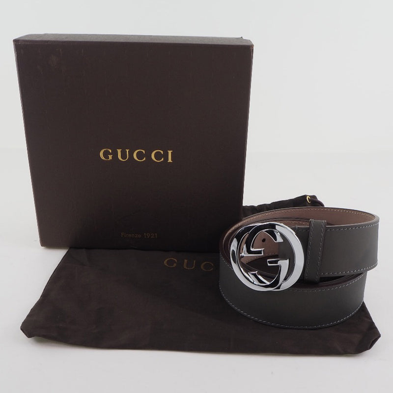 [Gucci] Gucci互锁的G368186小牛弯曲的男性皮带A级