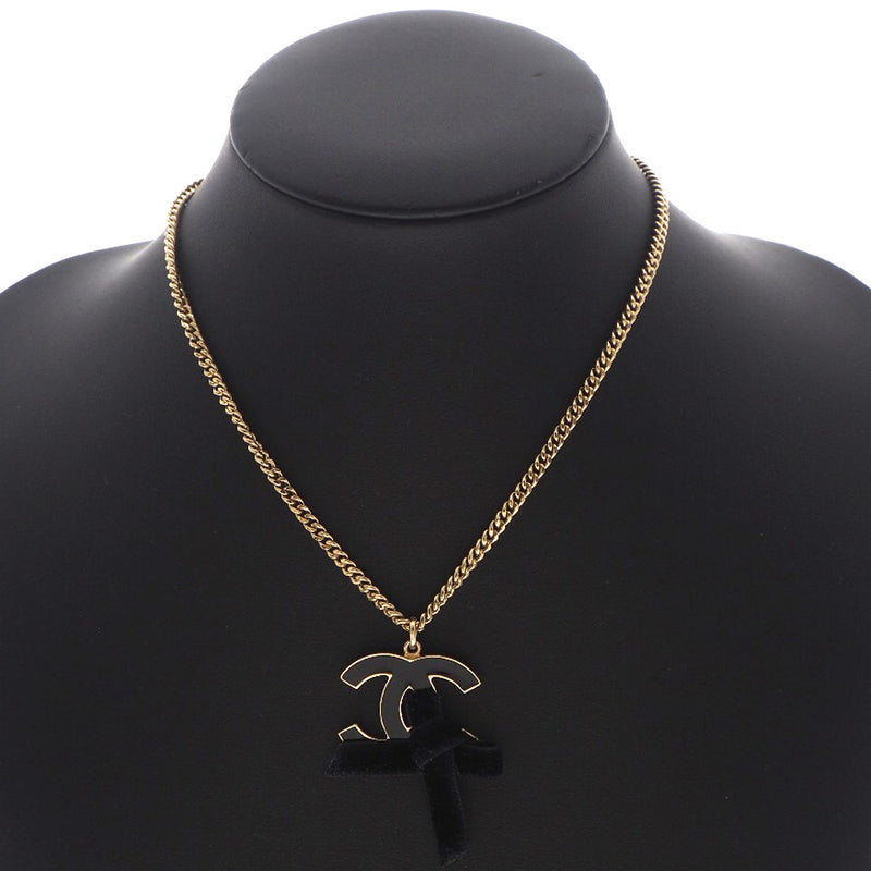 [Chanel] Chanel Coco Mark Ribbon Gold chapado x Velor Gold 07C Collar de damas grabadas