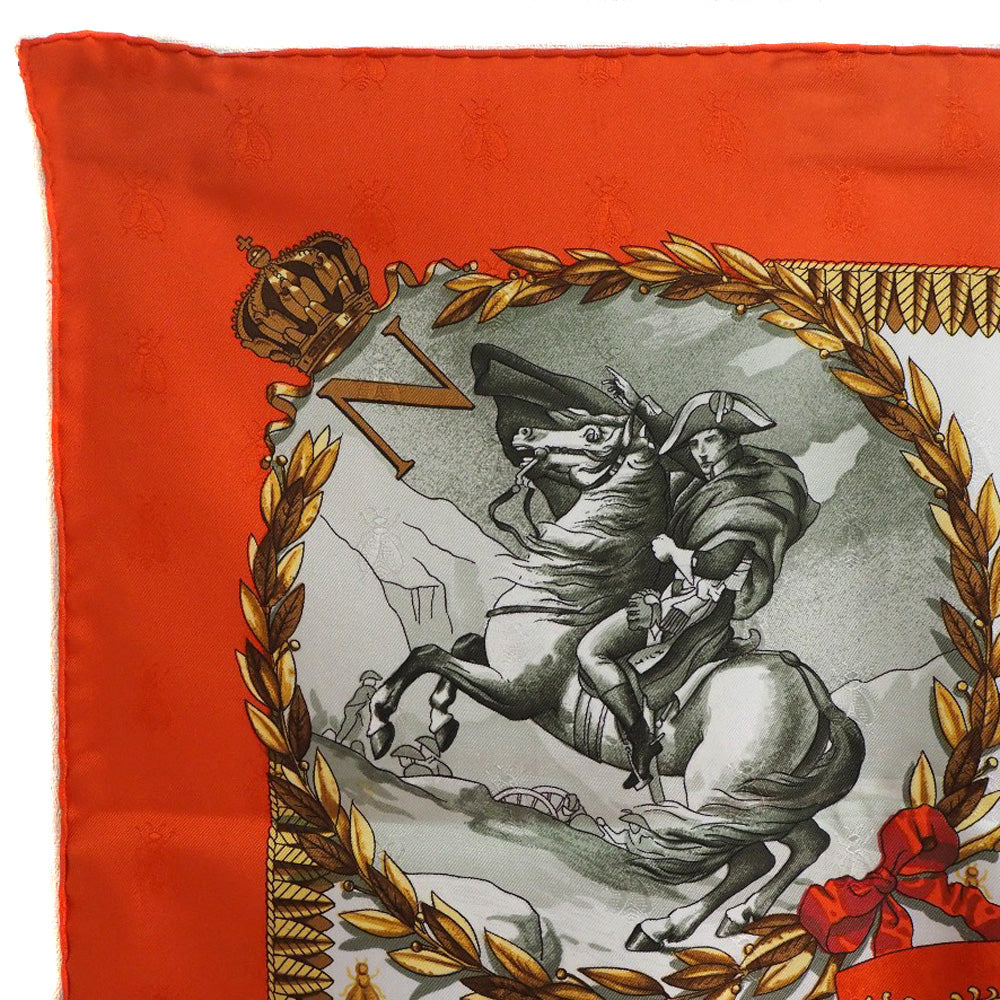 HERMES】エルメス カレ90 NAPOLEON ナポレオン シルク オレンジ