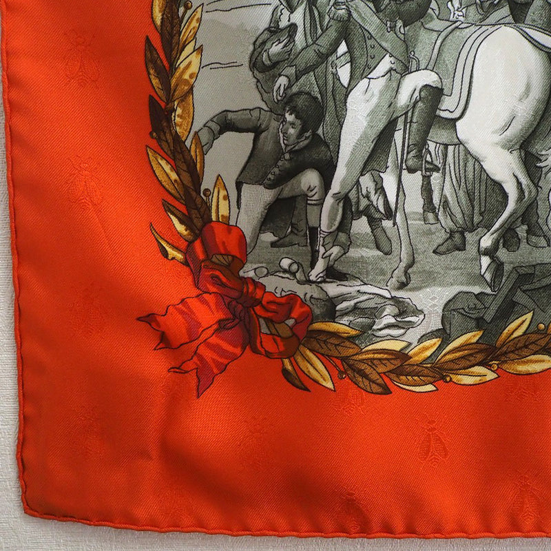 エルメス カレ 90NAPOLEINシルクスカーフ　オレンジナポレオン
