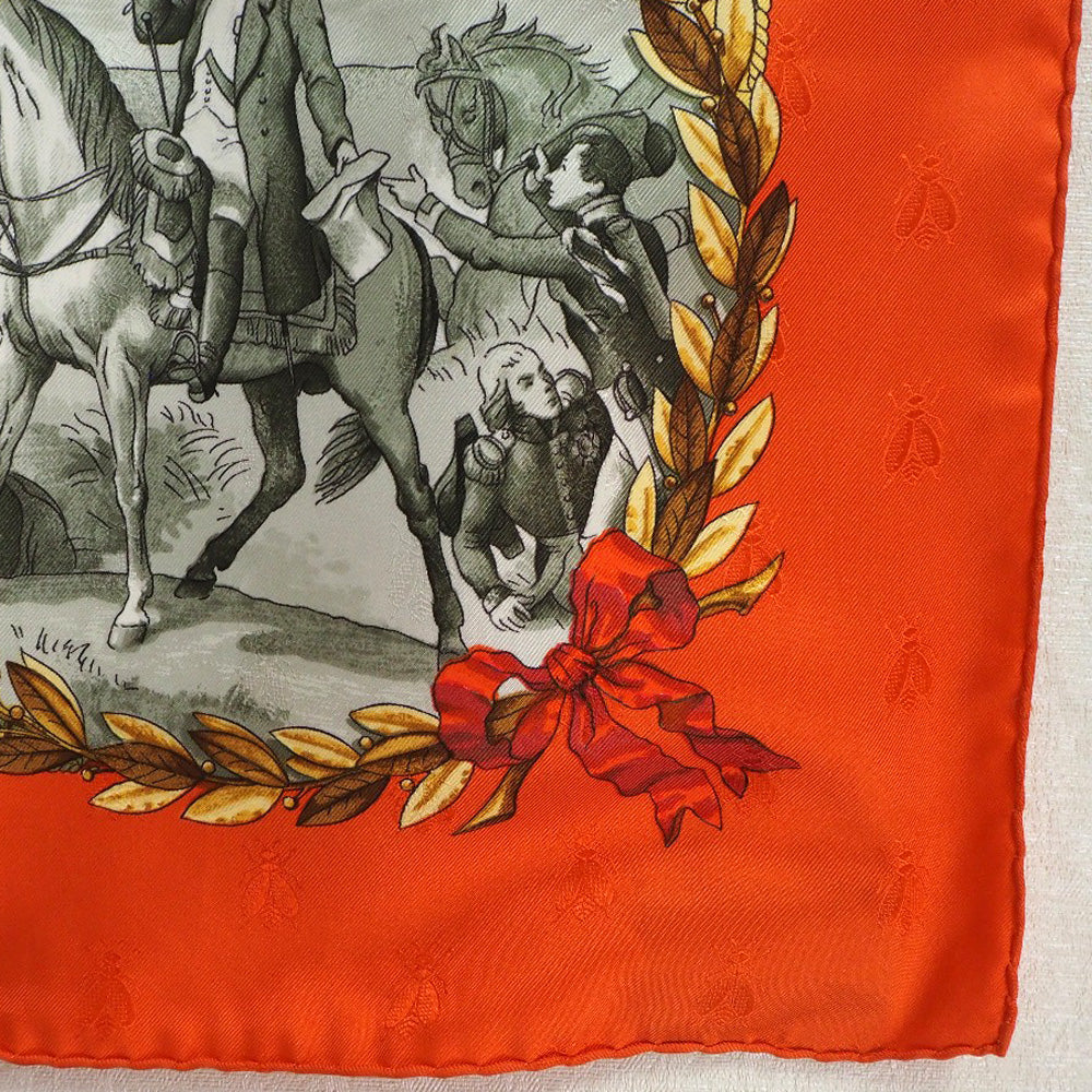 HERMES】エルメス カレ90 NAPOLEON ナポレオン シルク オレンジ