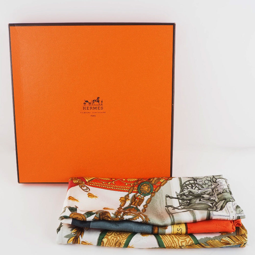 HERMES】エルメス カレ90 NAPOLEON ナポレオン シルク オレンジ