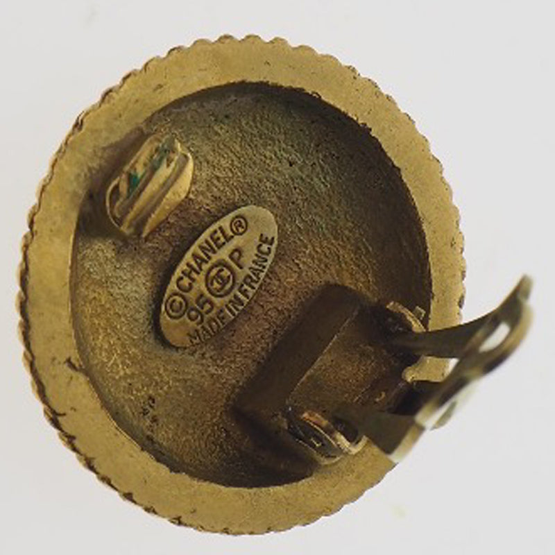 [香奈儿]香奈儿可可标记老式金镀金95p雕刻女士耳环