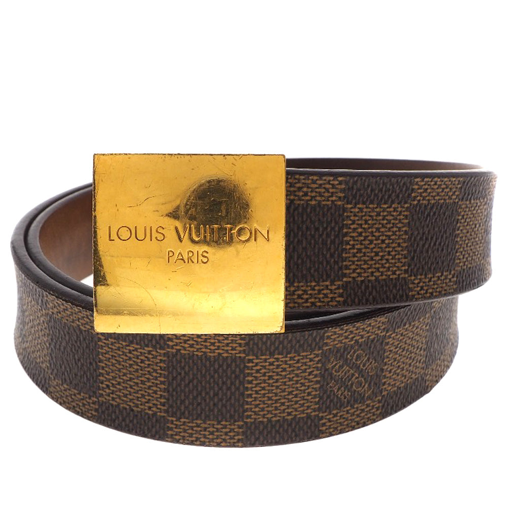 【LOUIS VUITTON】ルイ・ヴィトン, サンチュールキャレ M6802 ダミエキャンバス 茶 LB1020刻印 メンズ ベルト