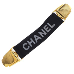 CHANEL】シャネル アームバンド ロゴ ゴム×金メッキ 黒