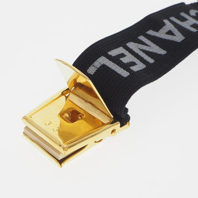 CHANEL] Chanel Arm Band logo rubber x gold plating black ladies