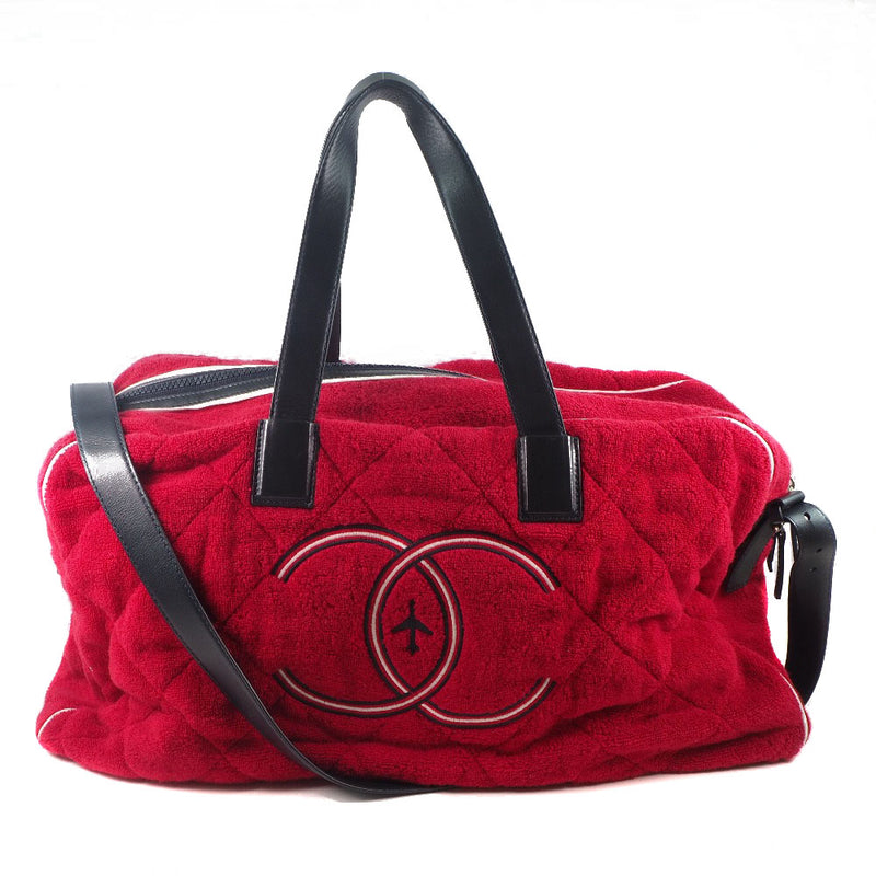 [CHANEL] Chanel Airline 2way Boston Pile Red Ladies Boston Bag