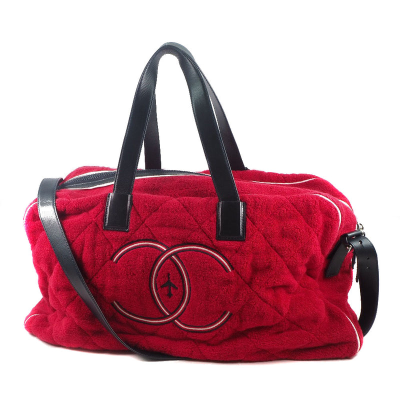 [CHANEL] Chanel Airline 2way Boston Pile Red Ladies Boston Bag