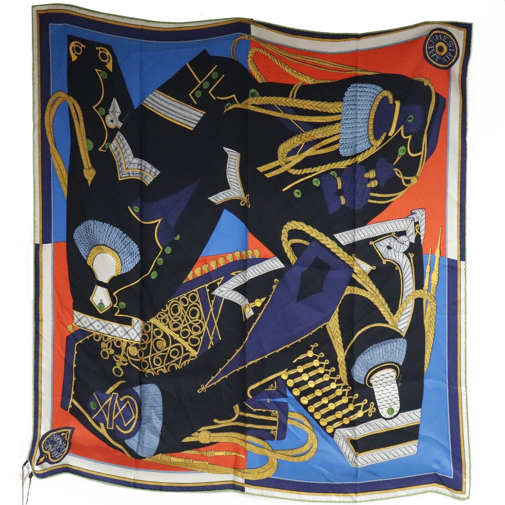 HERMES】エルメス カレ90 ウォッシュ Zouaves et Dragos シルク
