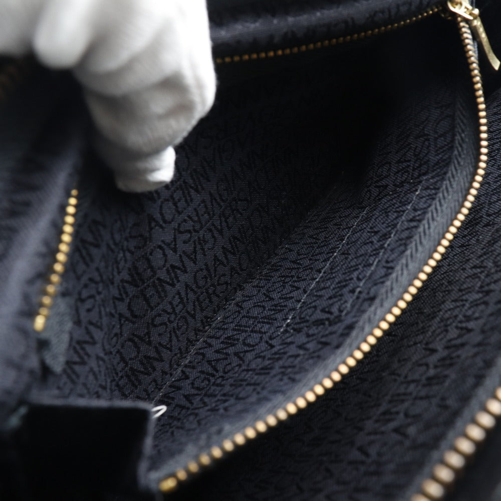 本物 ジャンニヴェルサーチェ ハンドバッグ 新品同様 メンズ 黒 太陽 マーク Gianni Versace - 本物 ジャンニヴェルサーチェ ハンドバッグ