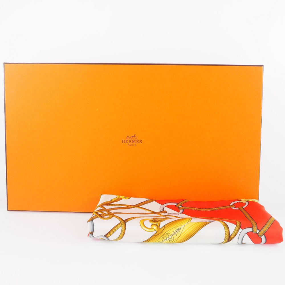 HERMES】エルメス カレ90 スカーフ Cliquetis 剣 シルク 赤 Carre90