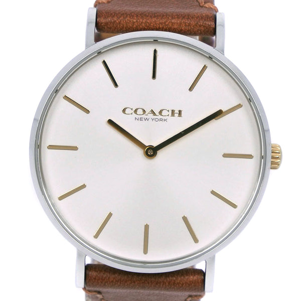 【COACH】コーチ
 シグネチャー 14503121 ステンレススチール×レザー 茶 クオーツ アナログ表示 レディース 白文字盤 腕時計
Aランク