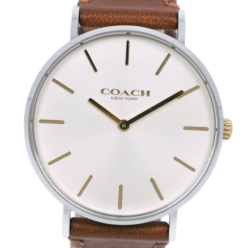 コーチ 腕時計 白 レザー - 腕時計