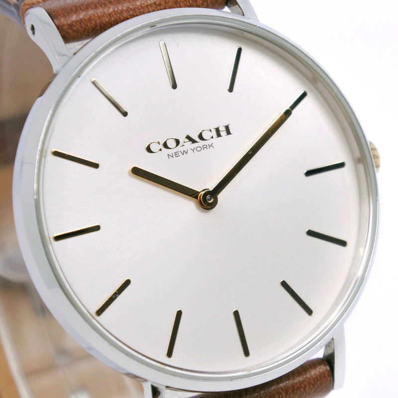 【COACH】コーチ
 シグネチャー 14503121 ステンレススチール×レザー 茶 クオーツ アナログ表示 レディース 白文字盤 腕時計
Aランク