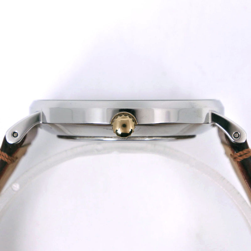 [COACH] Coach signature 14503121 Stainless steel x leather tea quartz analog display Ladies white dial watch A rank