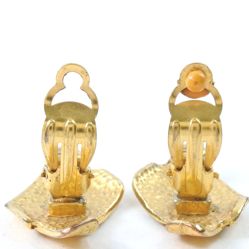[CHANEL] Chanel Hishi -shaped Vintage Gold Gold 96P engraved Ladies earrings