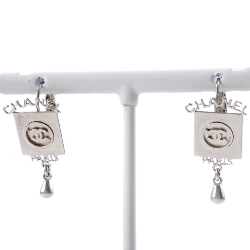 [CHANEL] Chanel Coco Mark Logo Metal Silver 00C engraved Ladies Earrings
