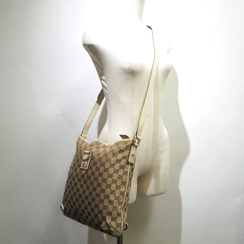 [GUCCI] Gucci 131326 GG Canvas x Leather Beige Ladies Shoulder Bag