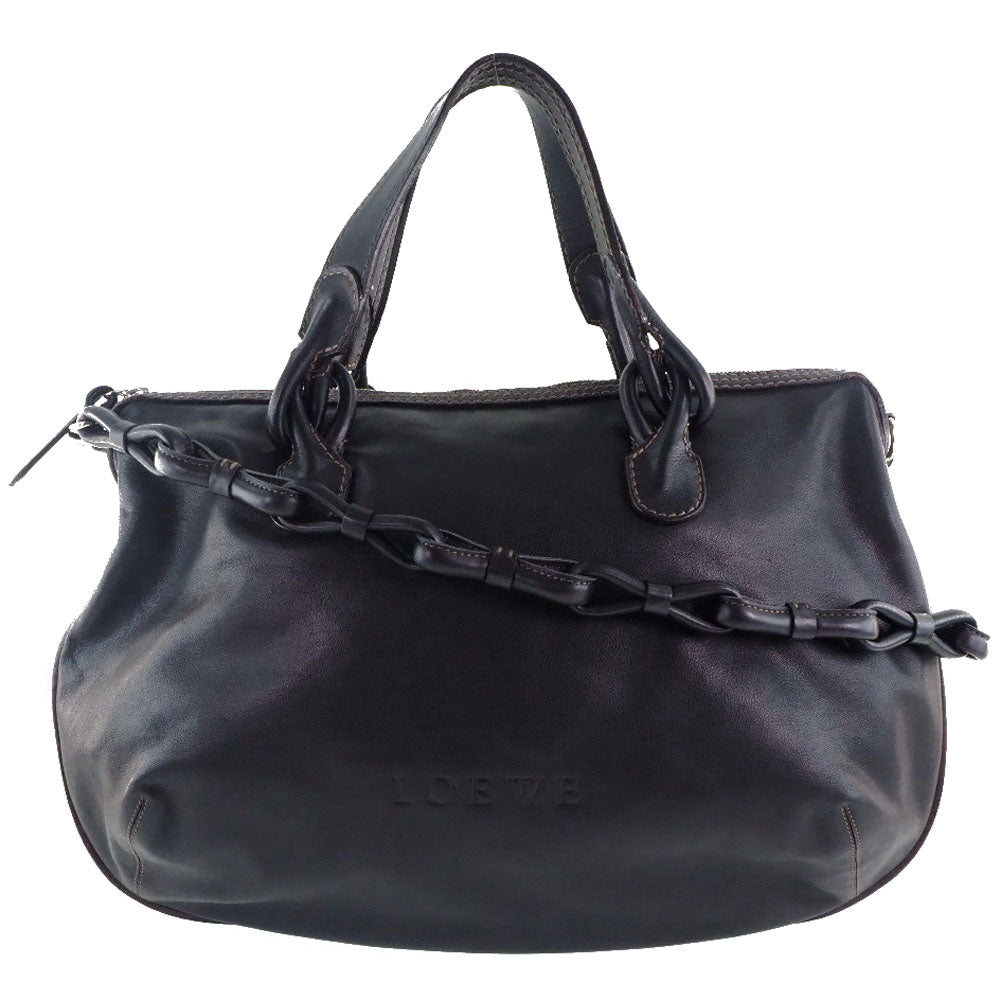 LOEWE】ロエベ 2WAYショルダー ハンドバッグ ラムスキン 黒 肩掛け