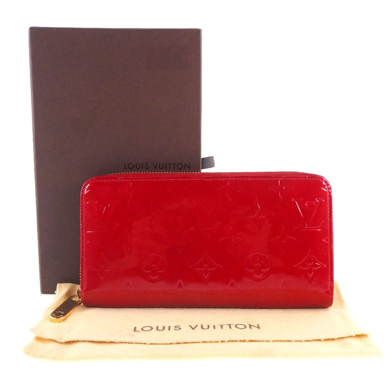[Louis Vuitton] Louis Vuitton Zippy Wallet M91981会标Verni Pom Damur红色CA4172刻有女士女士长钱包