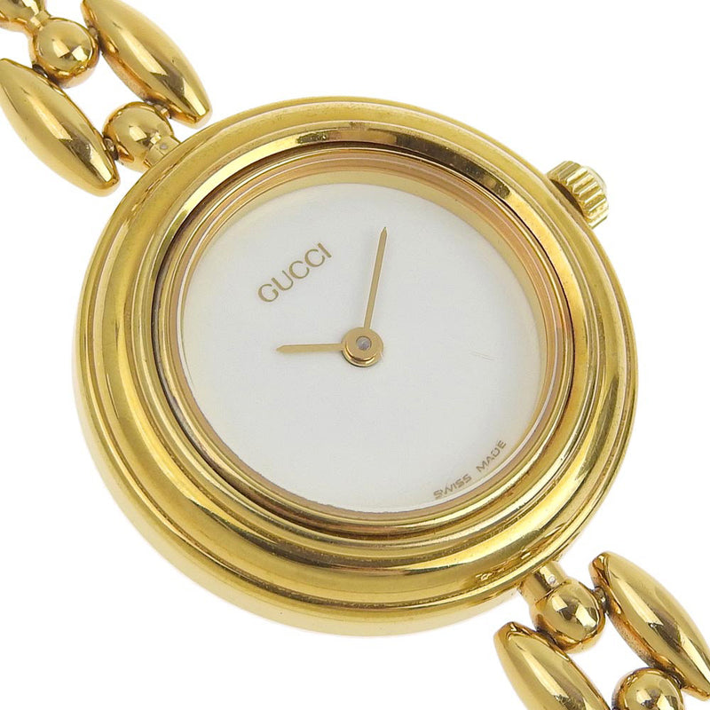 [Gucci] Gucci Change Besel 11/12.2 Gold Slating Gold Quartz Display Ladies Damas de marcación blanca Dial