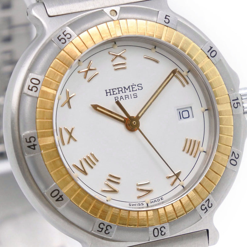 [HERMES] Hermes Captain Nimo Watch Stainless Steel Gold Quartz Analog Display Unisex White Dial Dial A-Rank