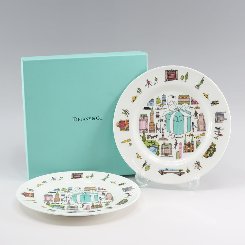 [TIFFANY & CO.] Tiffany 5th Avenue Plate × 2 ø19cm Tableware Poseline Multicolor S rank