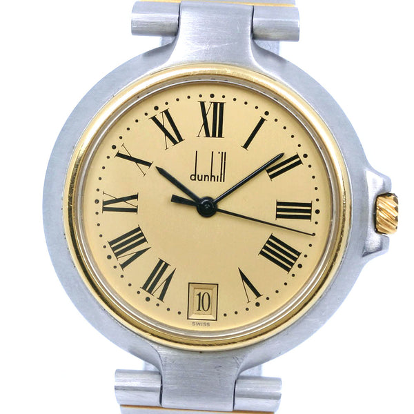【Dunhill】ダンヒル
 ミレニアム デイト ステンレススチール シルバー クオーツ アナログ表示 メンズ ゴールド文字盤 腕時計
A-ランク