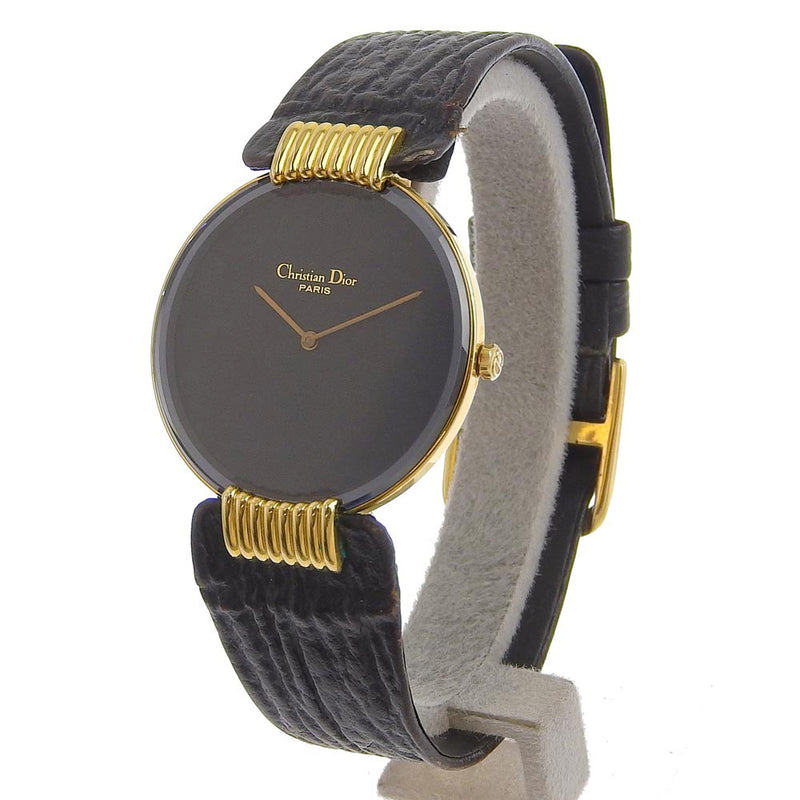 【新品電池】ディオール ヴィンテージ 腕時計 白文字盤 ゴールド 黒ベゼル