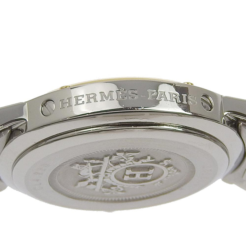 [HERMES] Hermes Clipper Combination CL4.220 Stainless steel Steel Silver Quartz Analog Display Ladies Beige Dial Watch A-Rank