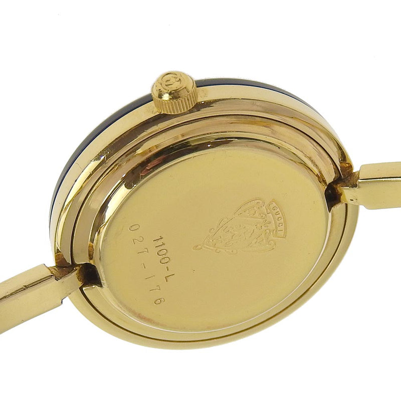【GUCCI】グッチ
 チェンジベゼル 1100-L 金メッキ ゴールド クオーツ アナログ表示 レディース 白文字盤 腕時計