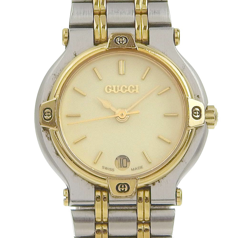 GUCCI】グッチ コンビ 9000L ステンレススチール×金メッキ シルバー