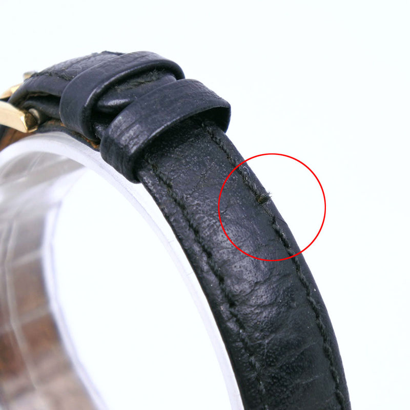 【Dior】クリスチャンディオール
 58.121.2 金メッキ×レザー ゴールド クオーツ アナログ表示 レディース 白文字盤 腕時計