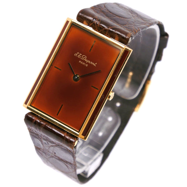 [DUPONT] Dupont City Peng Peng Pet Design Vintage SN82DAK82 Gold Plating x Leather Gold Quartz Analog L display Men's Brown Dial Watch