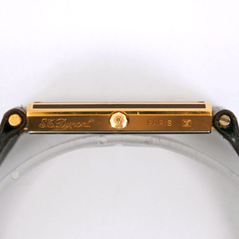 [杜邦]杜邦市彭彭宠物设计复古SN82DAK82金色镀金X皮革金石英类似物L展示男士棕色拨号手表