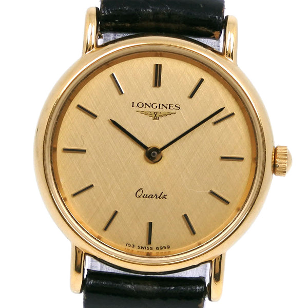 [Longines] Longines
 Grand classic gold plating x leather gold quartz analog display ladies' gold dial watches