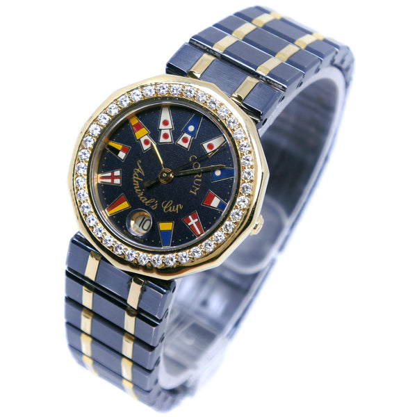 [CORUM] Corm 
 Admirals Cup Watch 
 Diamond beesel 3991233 Stainless steel x K18 Yellow Gold x Gambled Gold Quartz Analog Display Navy Dial ADMIRALS CUP Ladies
