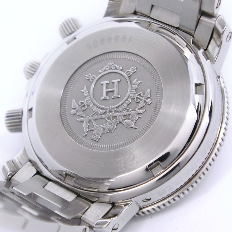 [HERMES] Hermes Clipper Diver CL2.910 Stainless steel Steel Silver Quartz Chronograph Men Black Dial Watch A-Rank