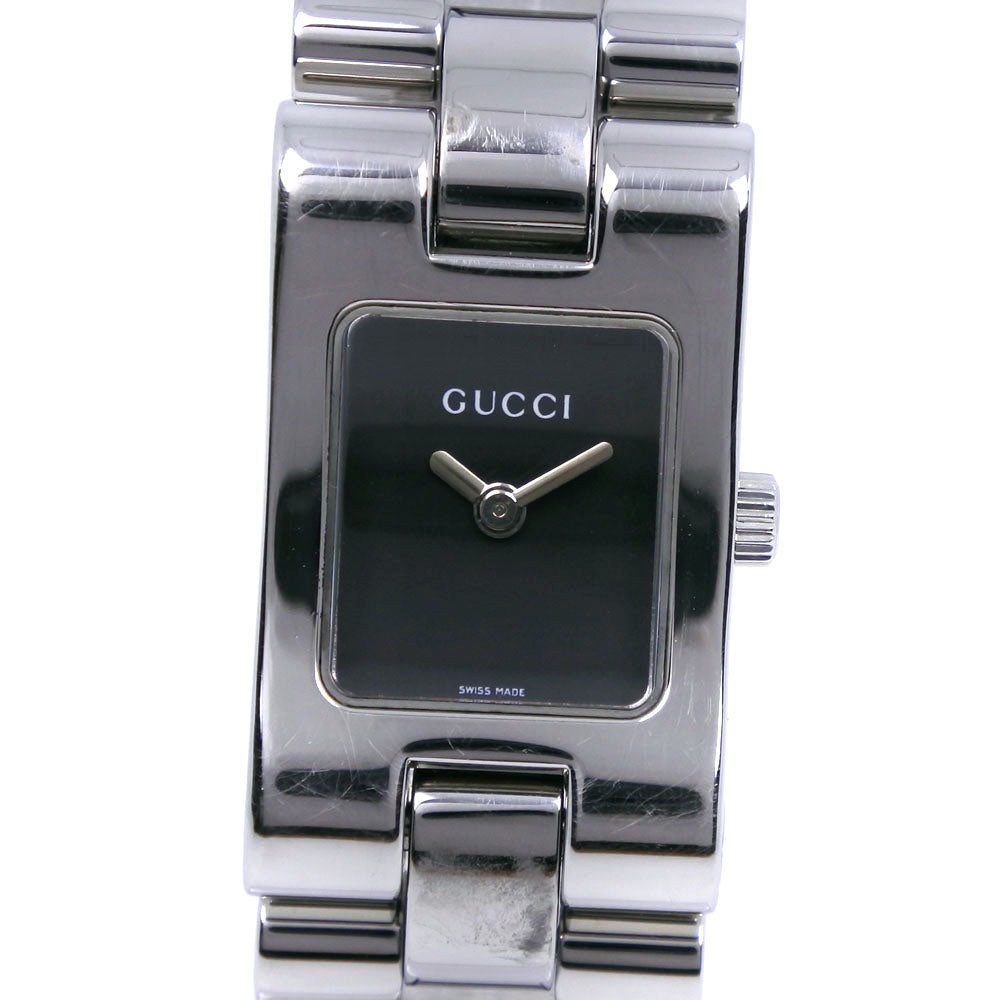 [GUCCI] Gucci, 2305L Stainless steel silver quartz analog display ladies  black dial watch