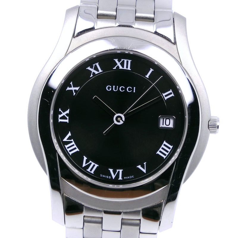 [GUCCI] Gucci 5500m Stainless steel Steel Silver Quartz Analog Display Men's Black Dial Watch A-Rank